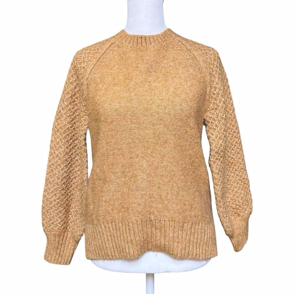 J.CREW Tan Solid Knit Crewneck Raglan Long Sleeve Pullover Sweater Womens XS